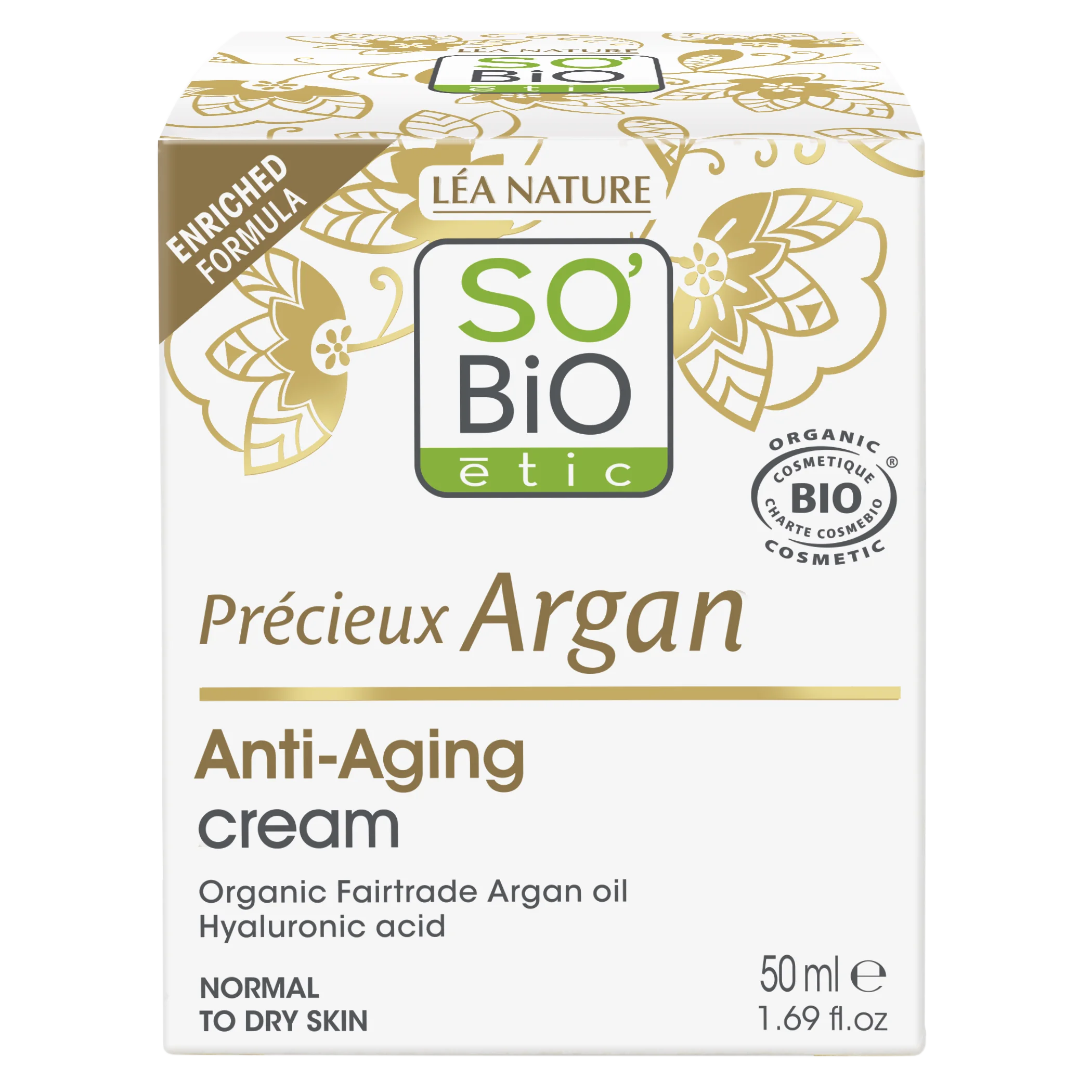 SO’BiO étic Anti-age Precieux Argan Krém denní BIO (50 ml) - hydratuje, zpevňuje a rozjasňuje pleť
