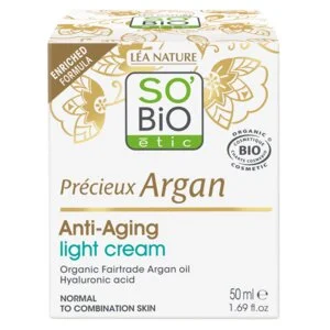 SO’BiO étic Anti-age Precieux Argan Krém denní lehký pro normální až smíšenou pleť BIO (50 ml) - hydratuje a zpevňuje pleť