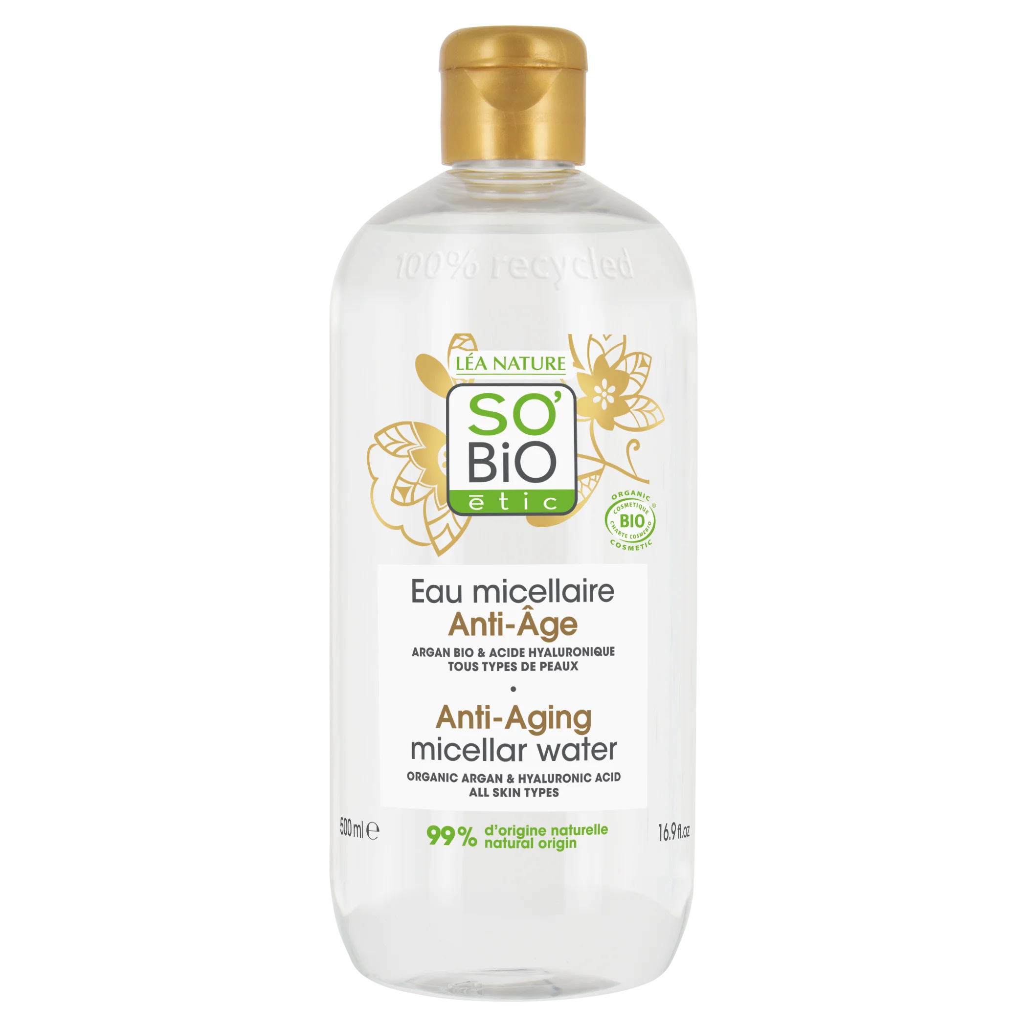 SO’BiO étic Anti-Age Precieux Argan Voda micelární Anti-age s hyaluronem BIO (500 ml) - s kyselinou hyaluronovou