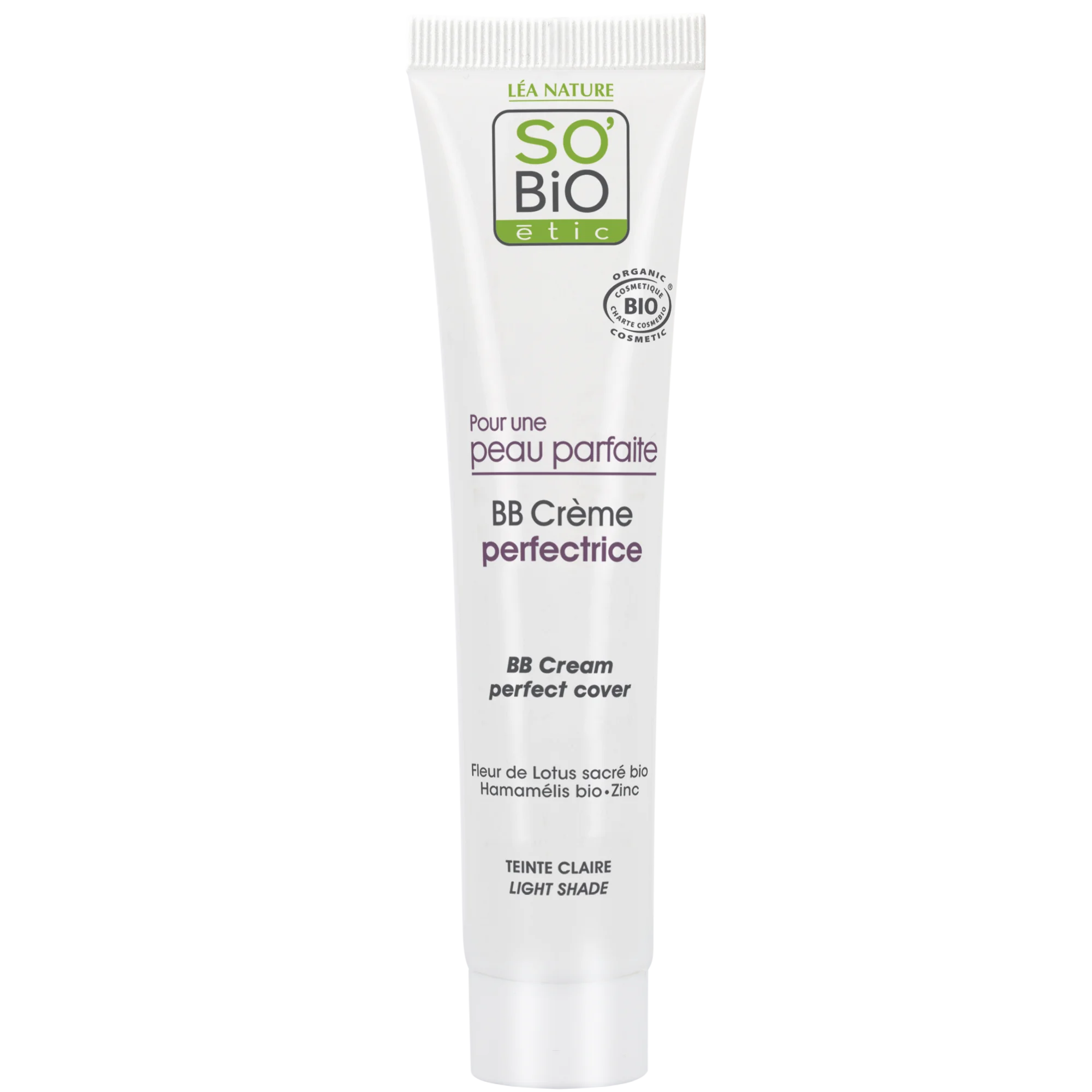 SO’BiO étic BB krém pro dokonalou pleť - odstín Light BIO (40 ml) - s extraktem z květu lotosu