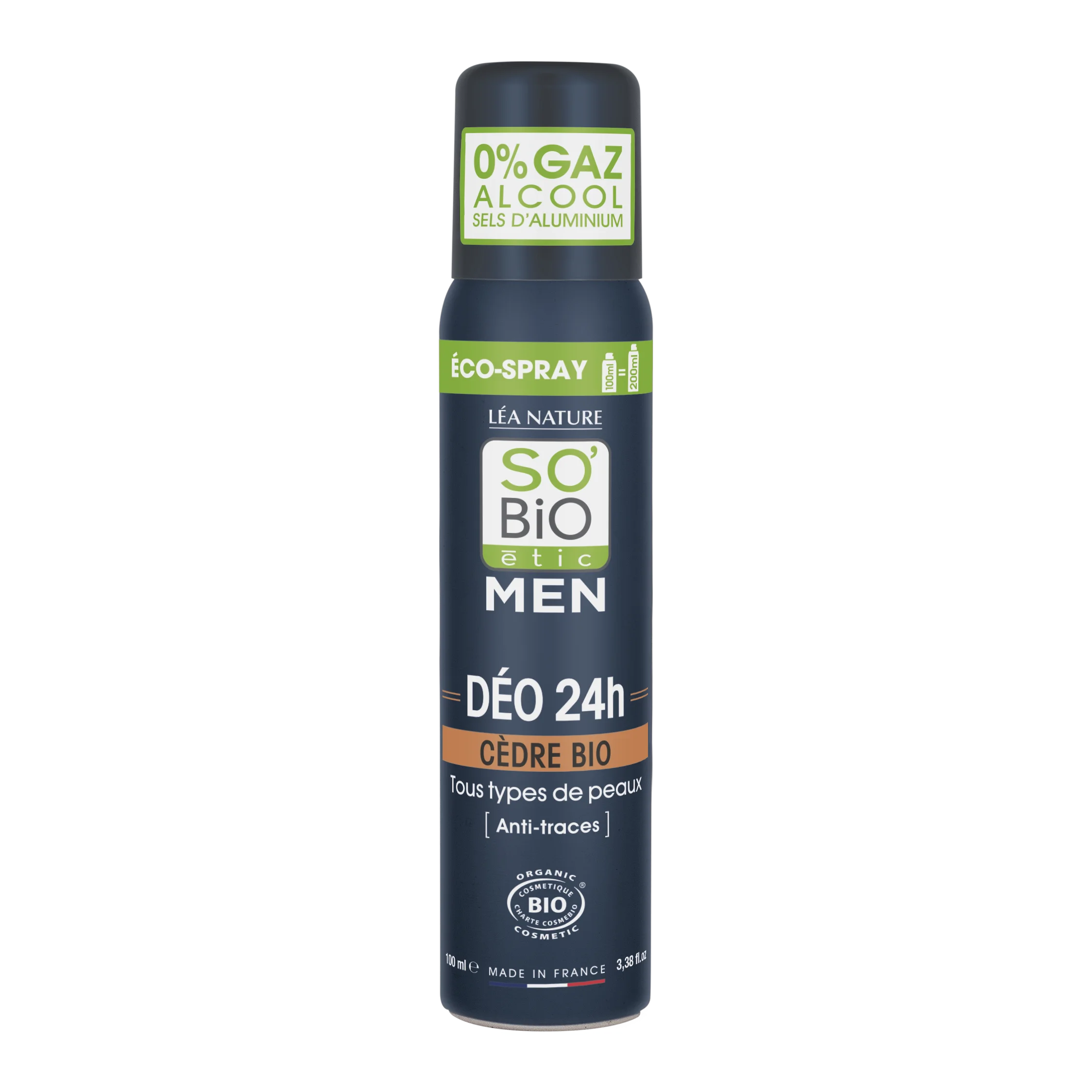 SO’BiO étic Deodorant přírodní ECO SPRAY 24h MEN - cedr BIO (100 ml) - účinný až 24 hodin