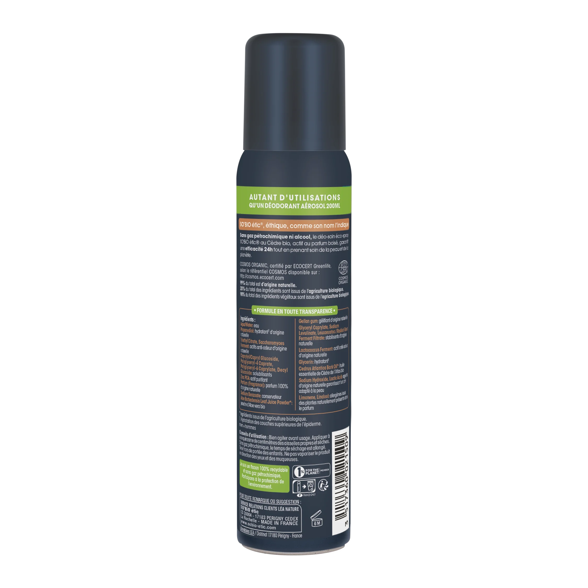 SO’BiO étic Deodorant přírodní ECO SPRAY 24h MEN - cedr BIO (100 ml) - účinný až 24 hodin