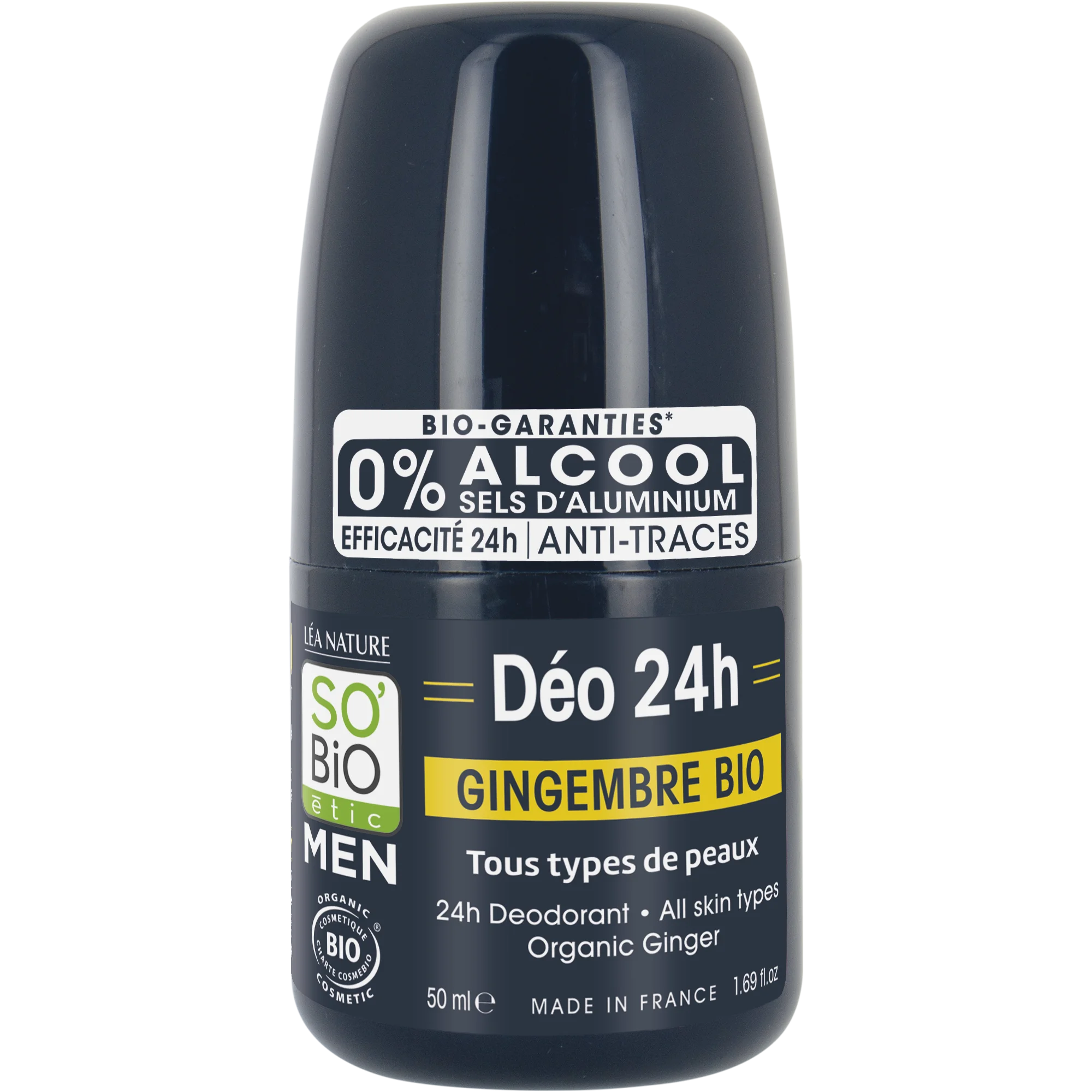 SO’BiO étic Deodorant roll-on 24h MEN - zázvor BIO (50 ml) - účinný až 24 hodin