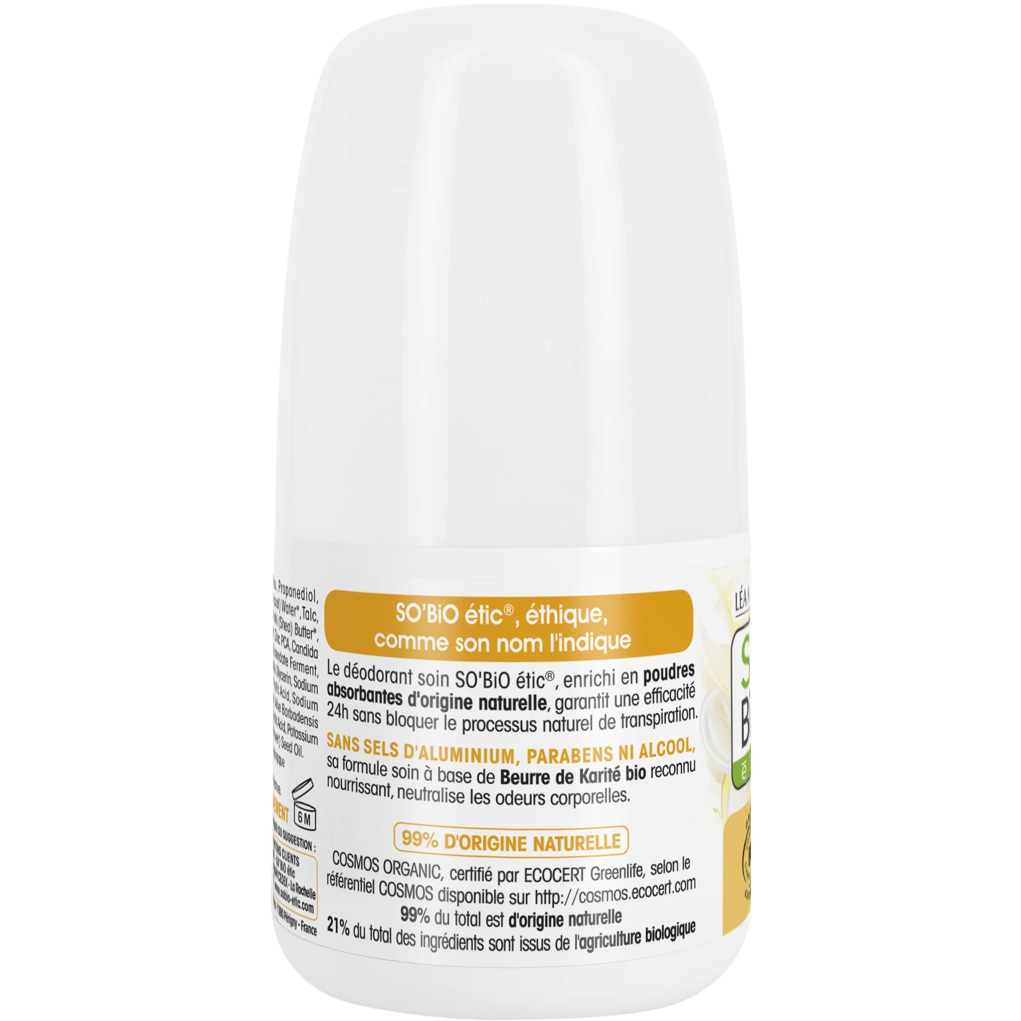 SO’BiO étic Deodorant roll-on 24h Nutrition+ s karité BIO (50 ml) - účinný až 24 hodin