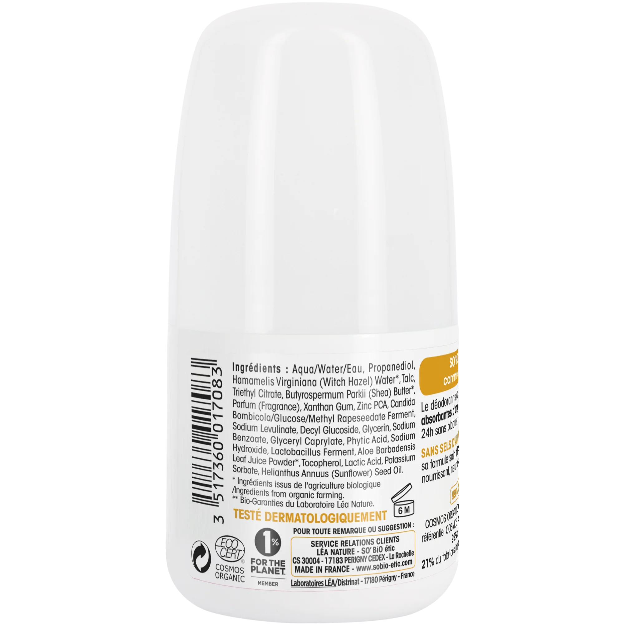 SO’BiO étic Deodorant roll-on 24h Nutrition+ s karité BIO (50 ml) - účinný až 24 hodin