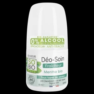 SO’BiO étic Deodorant roll-on 24h osvěžující s mátou BIO (50 ml) - účinný až 24 hodin