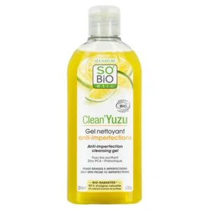 SO’BiO étic Gel čisticí proti nedokonalostem pleti - Clean Yuzu BIO (200 ml) - ideální pro mastnou pleť