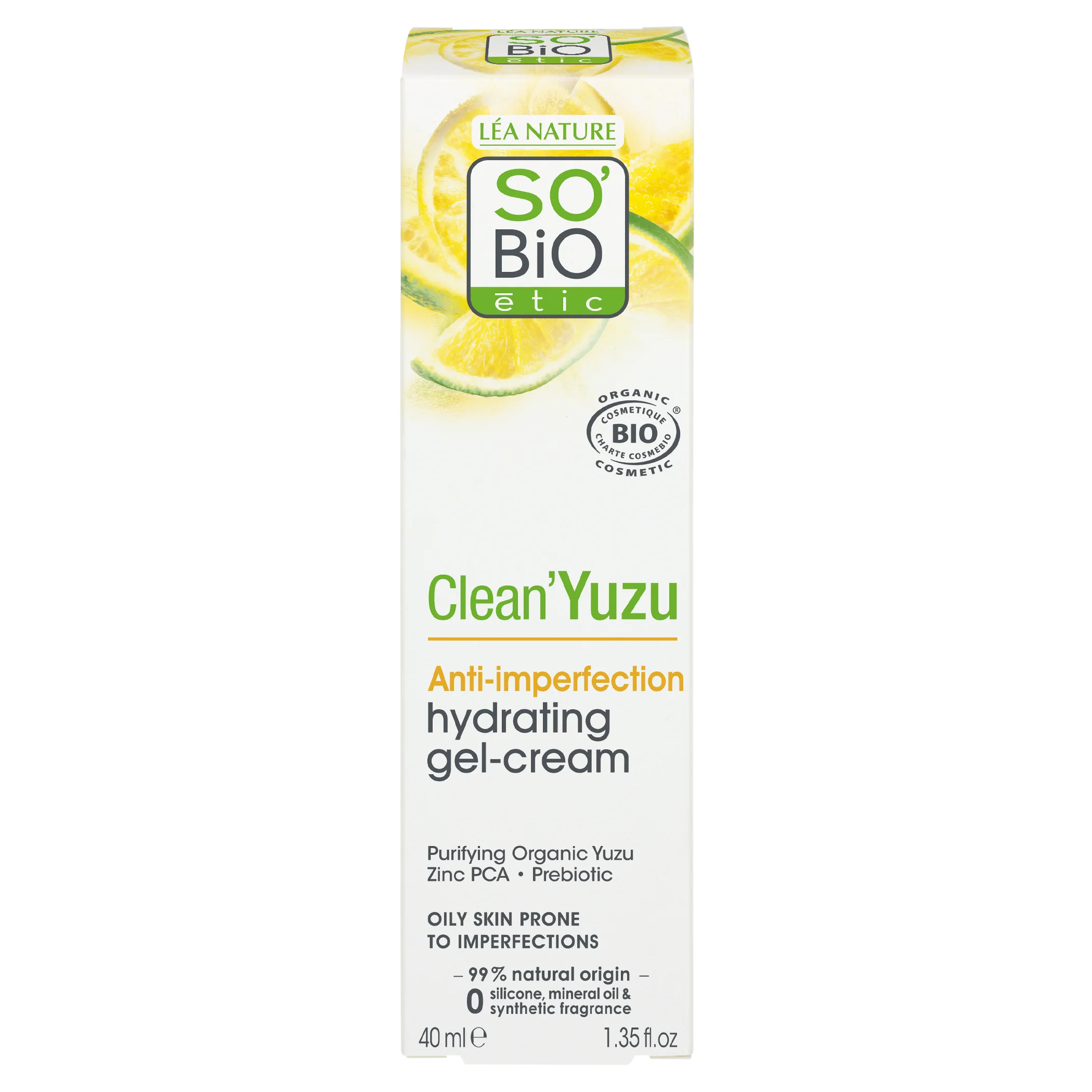 SO’BiO étic Gel-krém pleťový hydratační - Clean Yuzu BIO (40 ml) - ideální pro mastnou pleť