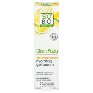 SO’BiO étic Gel-krém pleťový hydratační - Clean Yuzu BIO (40 ml) - ideální pro mastnou pleť
