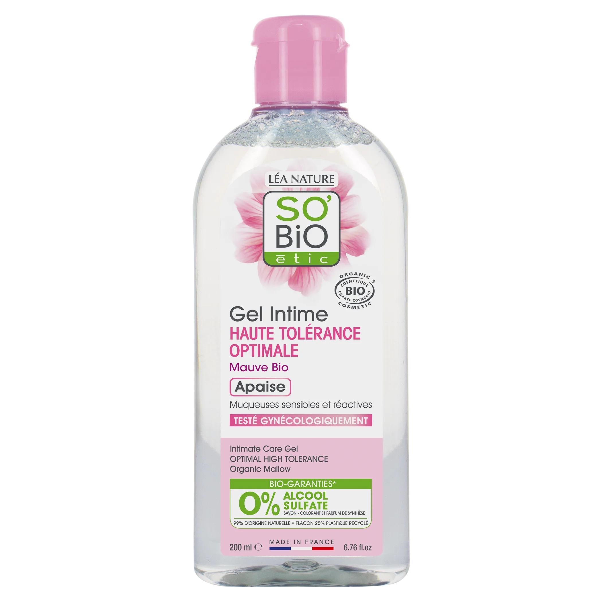 SO’BiO étic Gel mycí pro intimní hygienu hypoalergenní BIO (200 ml) - s výtažkem ze slézu obecného