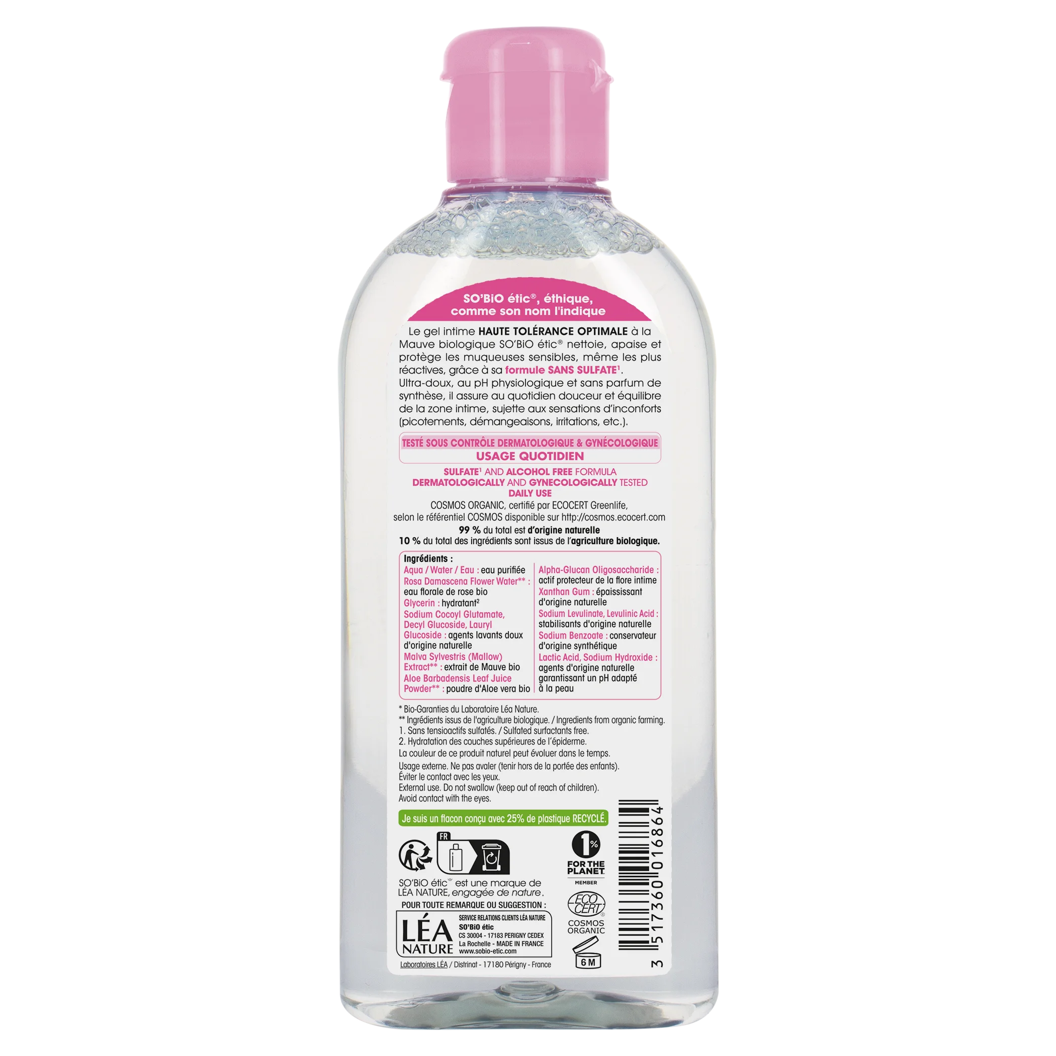 SO’BiO étic Gel mycí pro intimní hygienu hypoalergenní BIO (200 ml) - s výtažkem ze slézu obecného