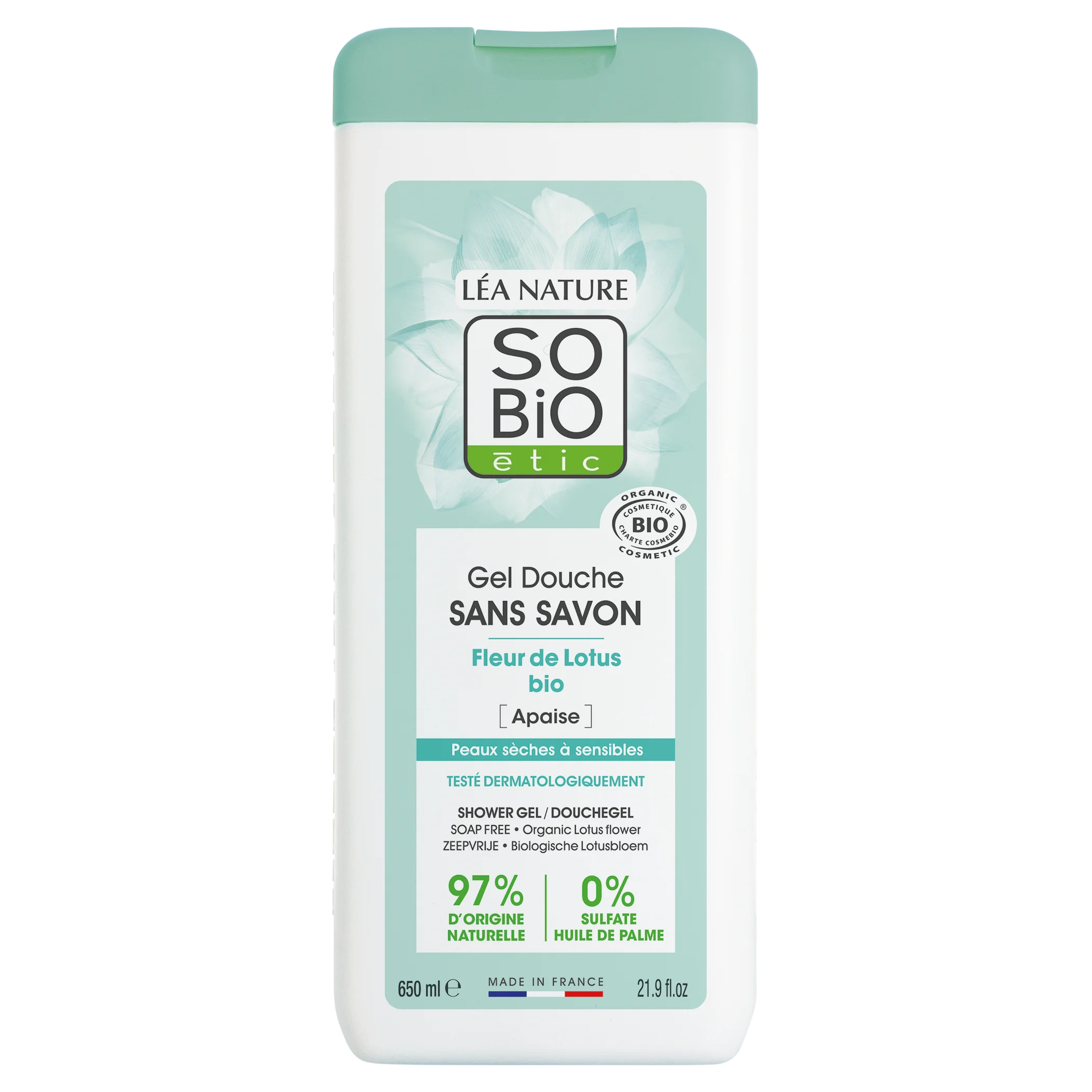 SO’BiO étic Gel sprchový BEZ MÝDLA s lotosovým květem BIO (650 ml) - ideální pro suchou a citlivou pokožku