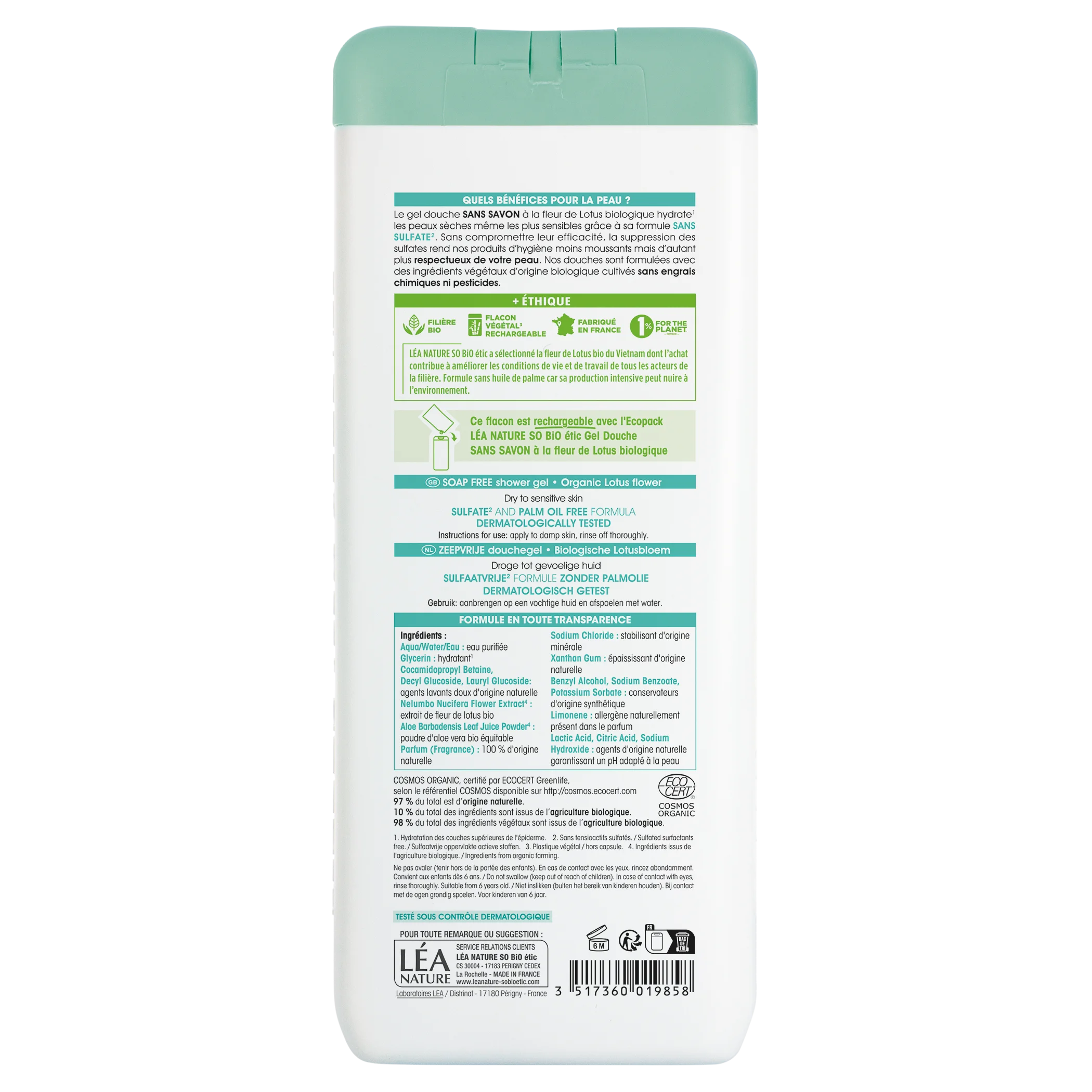 SO’BiO étic Gel sprchový BEZ MÝDLA s lotosovým květem BIO (650 ml) - ideální pro suchou a citlivou pokožku