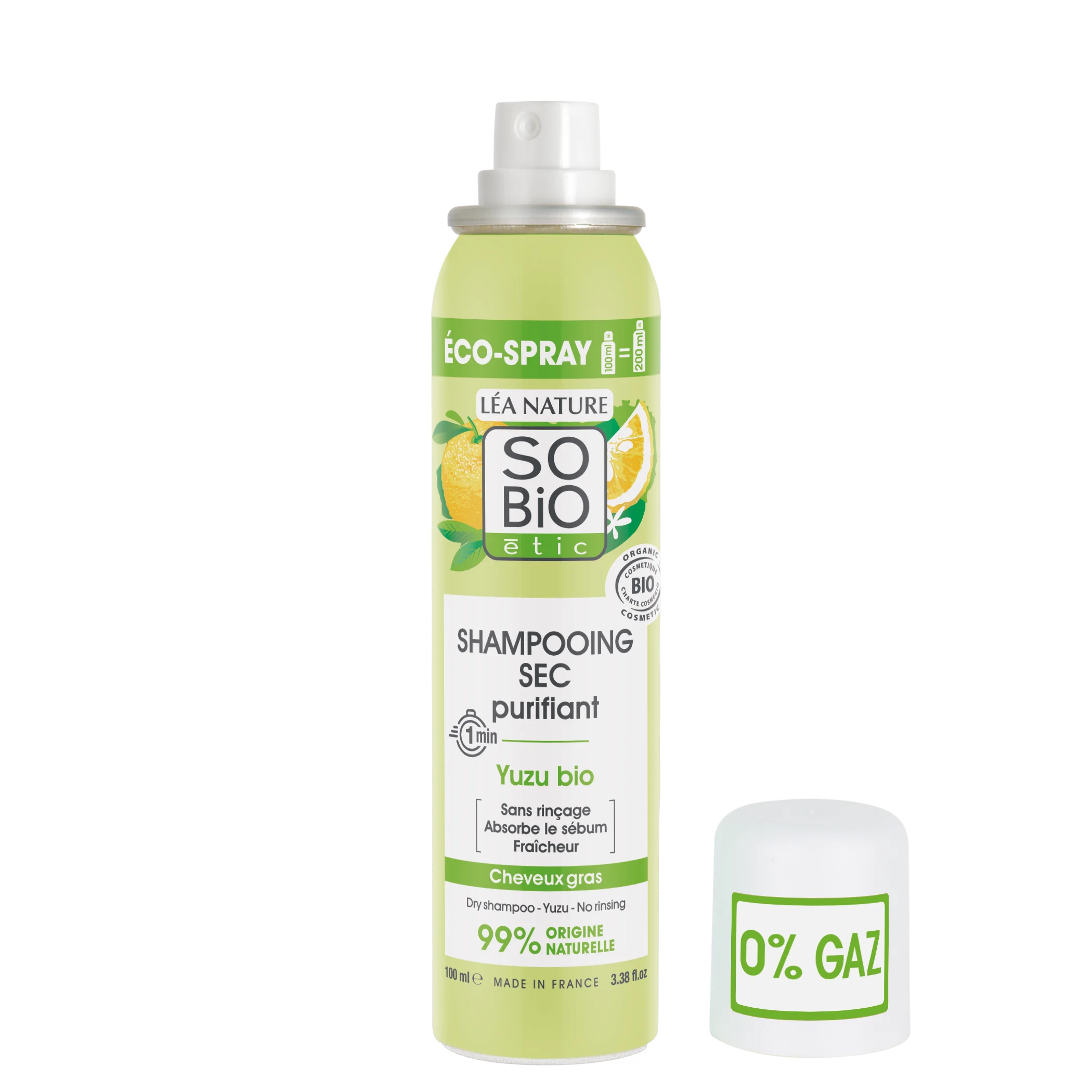 SO’BiO étic Čisticí suchý šampon ve spreji s Yuzu BIO (100 ml) - zanechává vlasy svěží a hladké