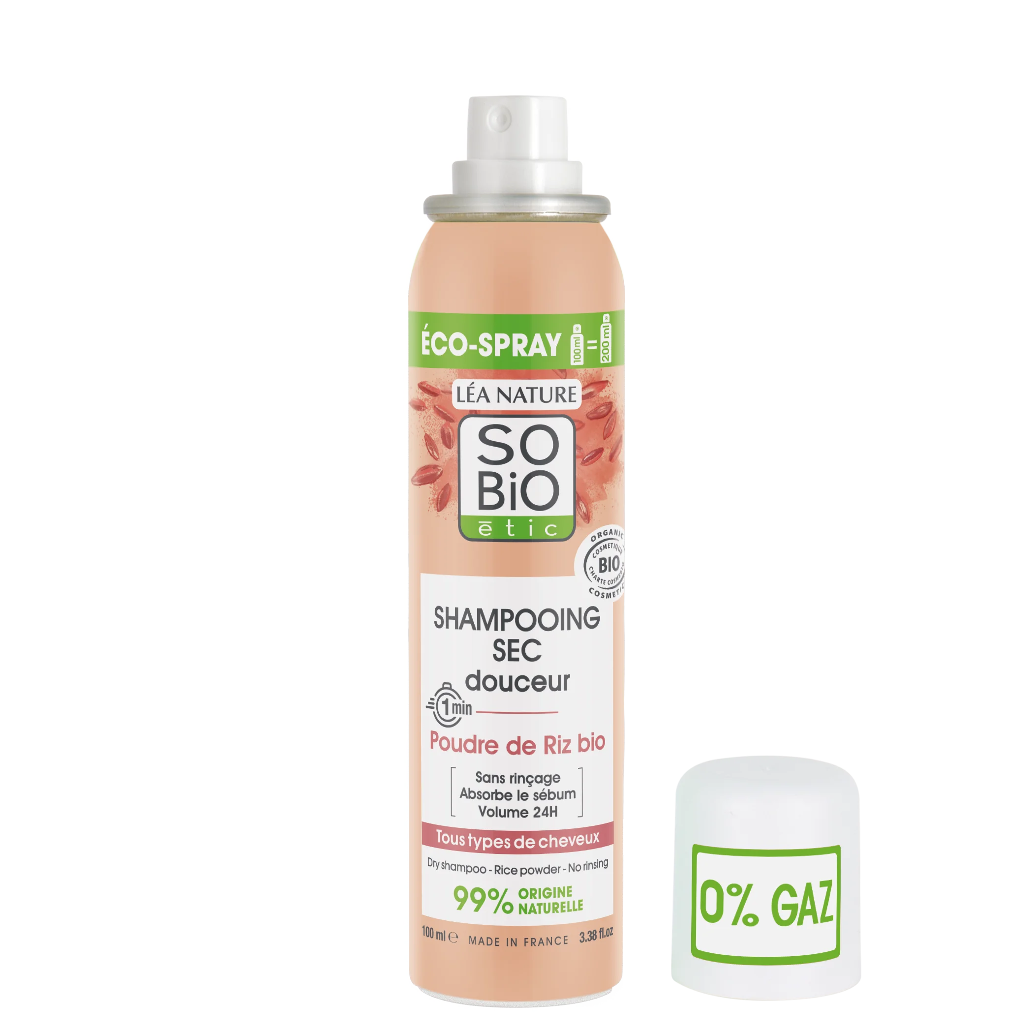 SO’BiO étic Jemný suchý šampon ve spreji pro citlivou pokožku hlavy BIO (100 ml) - objem a čisté vlasy bez mytí