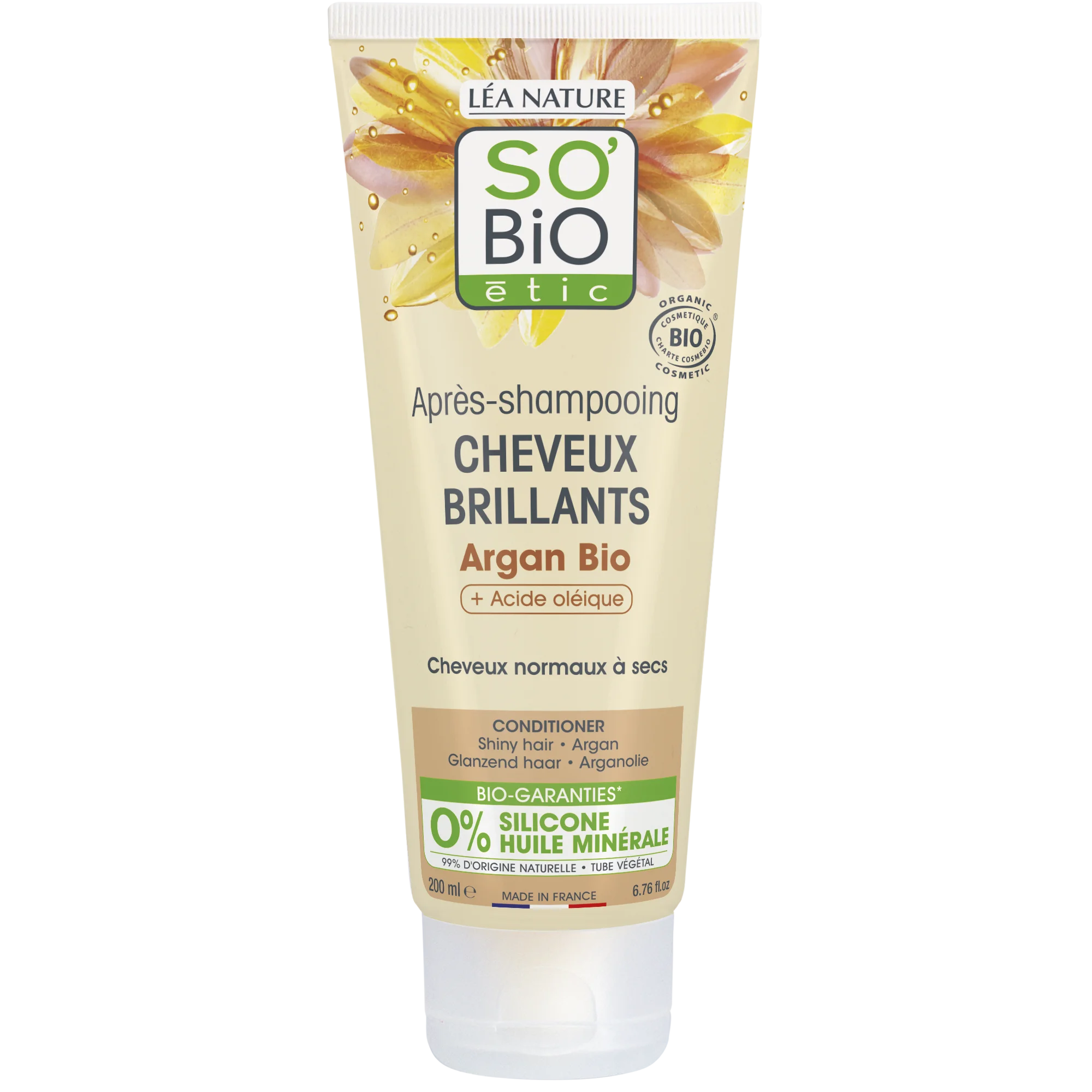 SO’BiO étic Kondicionér argan pro lesk - pro normální až suché vlasy BIO (200 ml) - vlasy zanechává lesklé a hebké