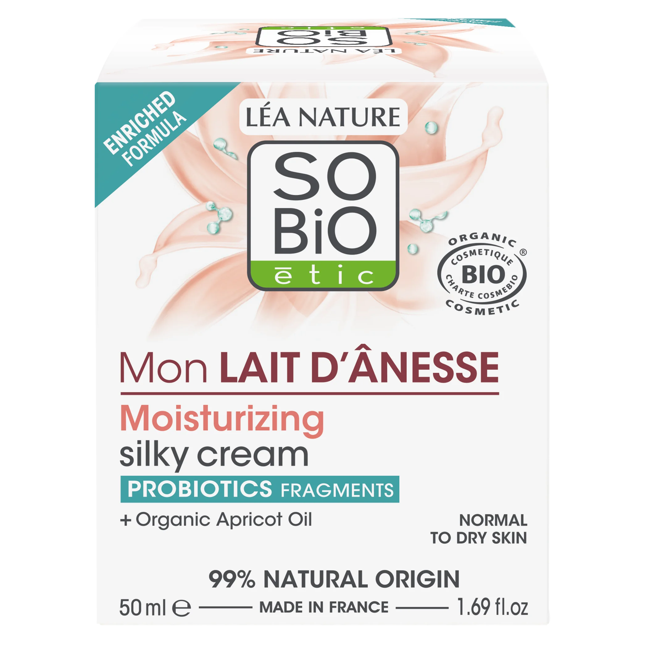 SO’BiO étic Krém hedvábný hydratační s oslím mlékem BIO (50 ml) - pro všechny typy pleti včetně citlivé