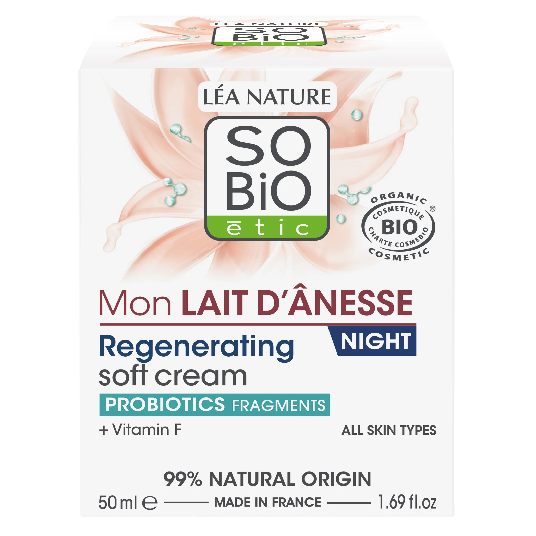 SO’BiO étic Krém noční regenerační s oslím mlékem BIO (50 ml) - šlehaná textura