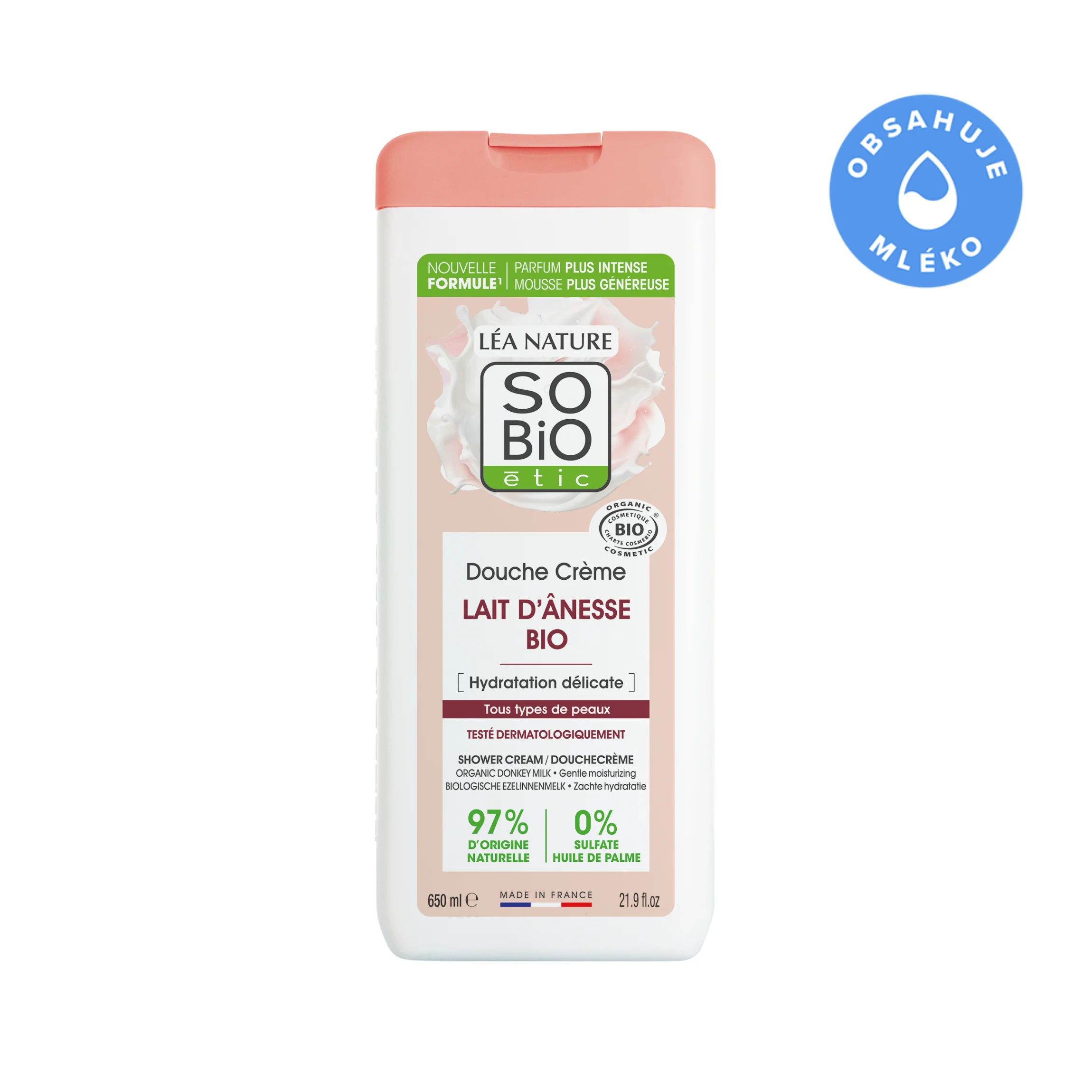 SO’BiO étic Krém sprchový jemně hydratační s oslím mlékem BIO (650 ml) - všechny typy pokožky