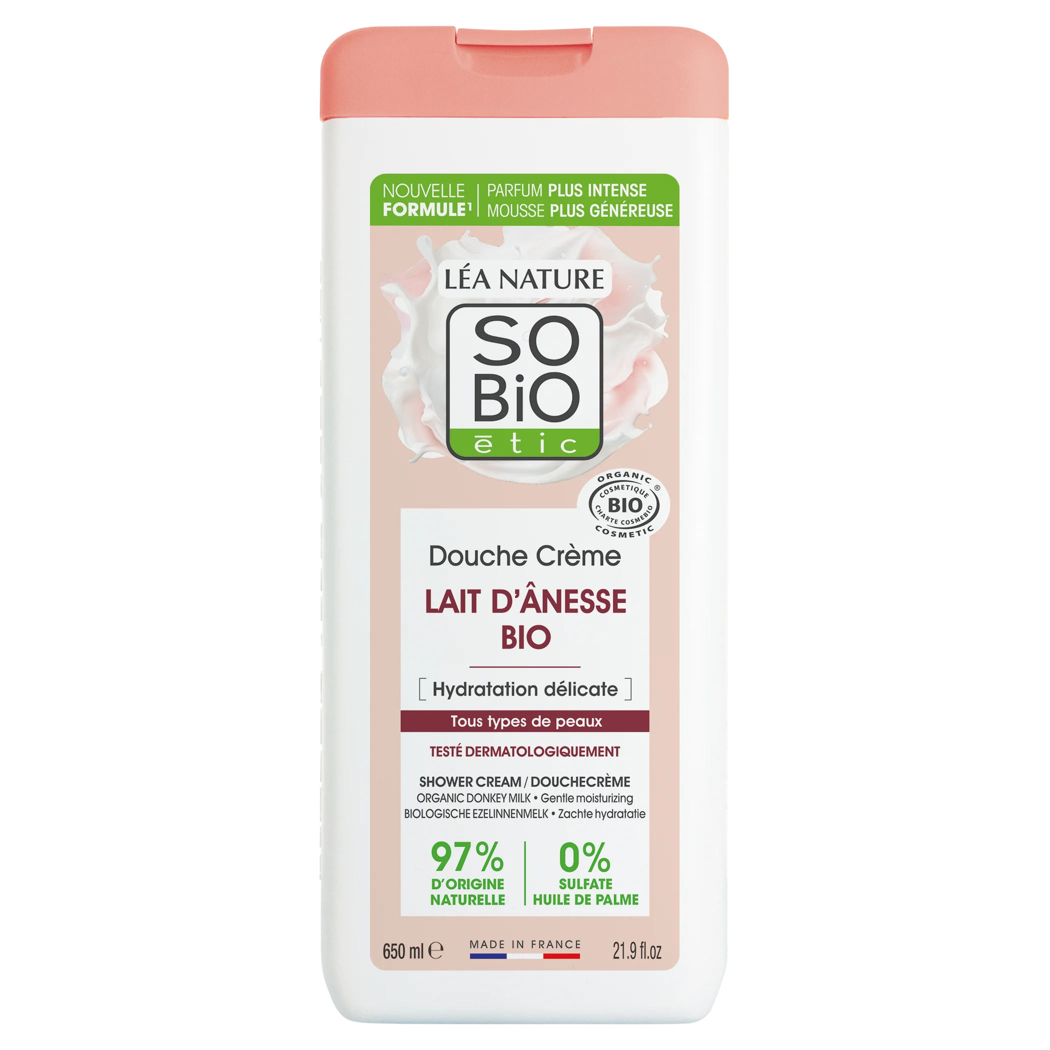 SO’BiO étic Krém sprchový jemně hydratační s oslím mlékem BIO (650 ml) - všechny typy pokožky