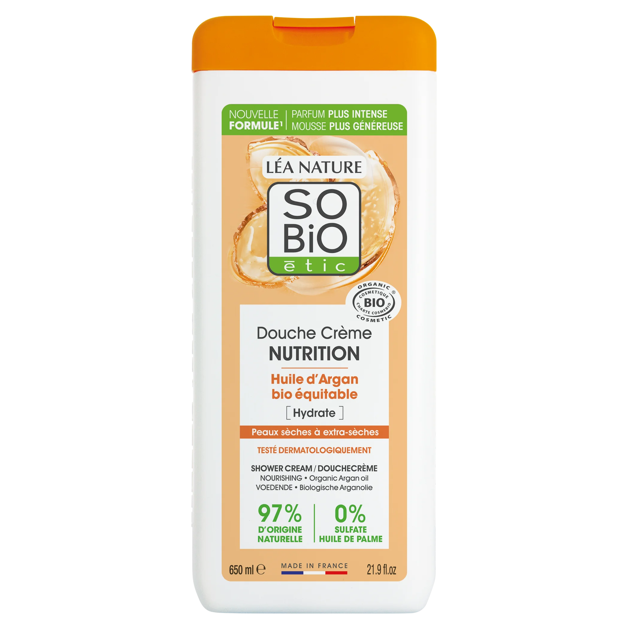 SO’BiO étic Krém sprchový NUTRITION s arganovým olejem BIO (650 ml) - ideální pro suchou pokožku