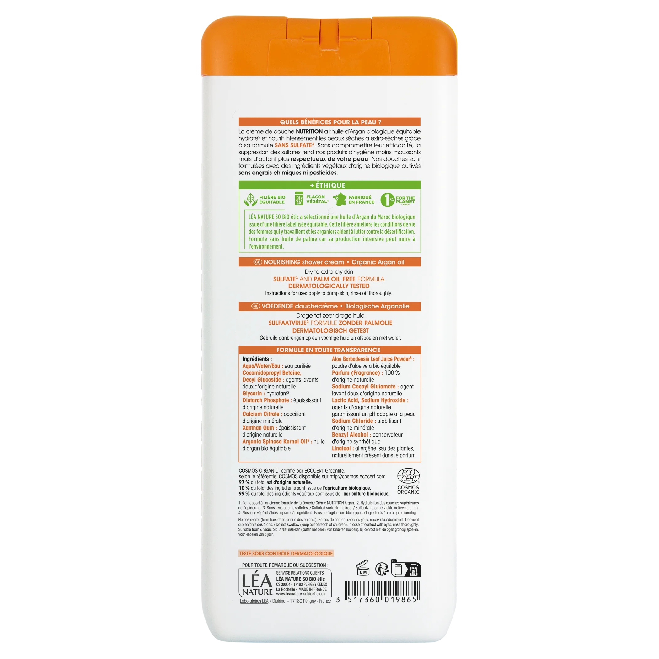 SO’BiO étic Krém sprchový NUTRITION s arganovým olejem BIO (650 ml) - ideální pro suchou pokožku