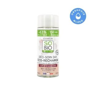 SO’BiO étic Náplň do deodorantu roll-on 24h hydratačního s oslím mlékem BIO (150 ml) - jedna náplň nahradí tři roll-ony