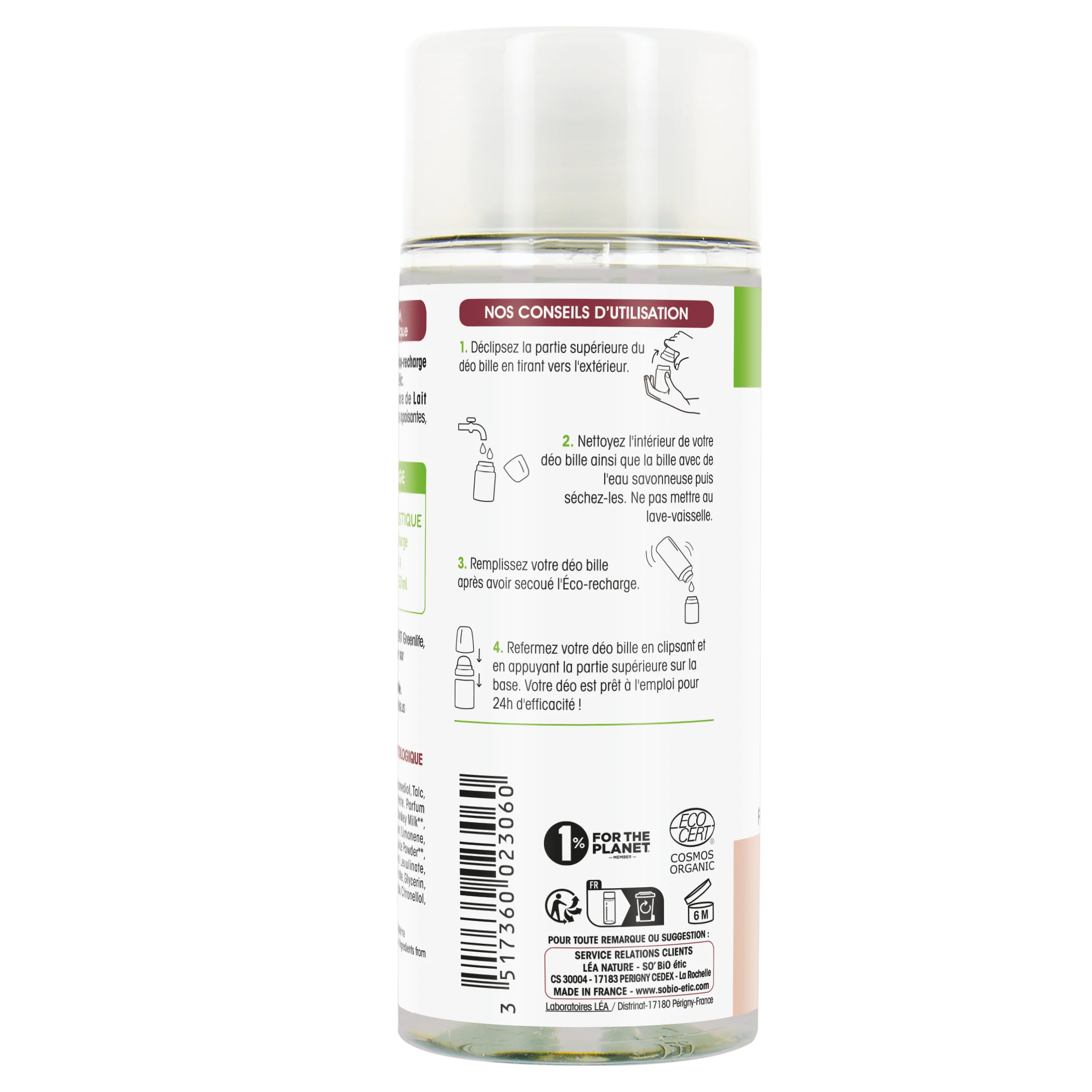 SO’BiO étic Náplň do deodorantu roll-on 24h hydratačního s oslím mlékem BIO (150 ml) - jedna náplň nahradí tři roll-ony