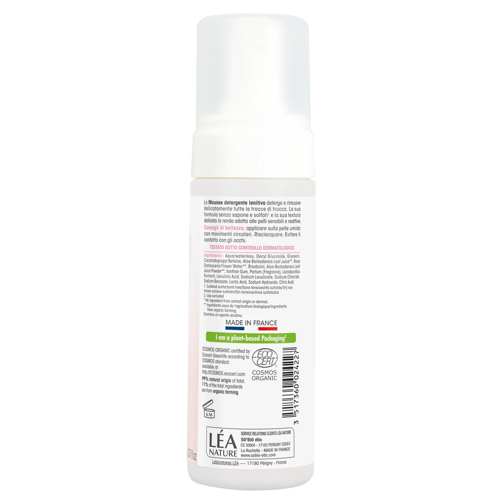 SO’BiO étic Pěna čisticí zklidňující Aloe Vera BIO (150 ml) - obohacena o růžovou vodu