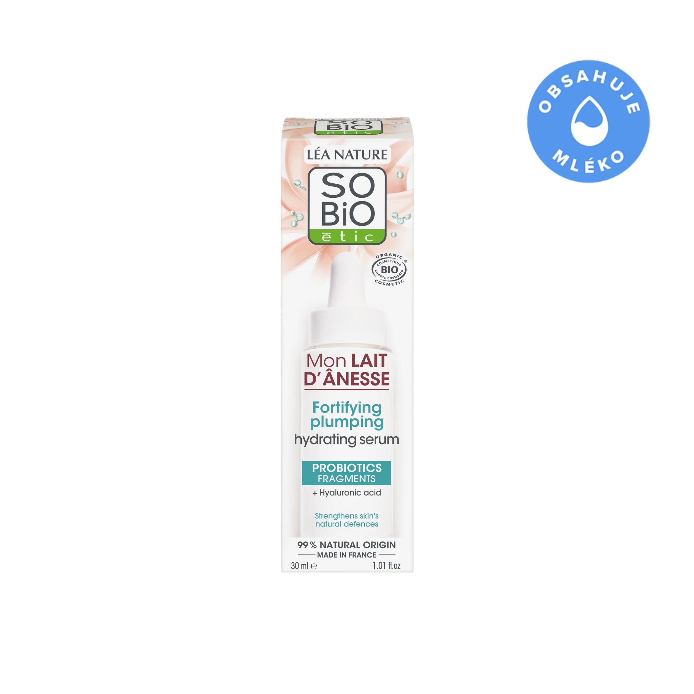 SO’BiO étic Sérum posilující hydratační s oslím mlékem BIO (30 ml) - s kyselinou hyaluronovou