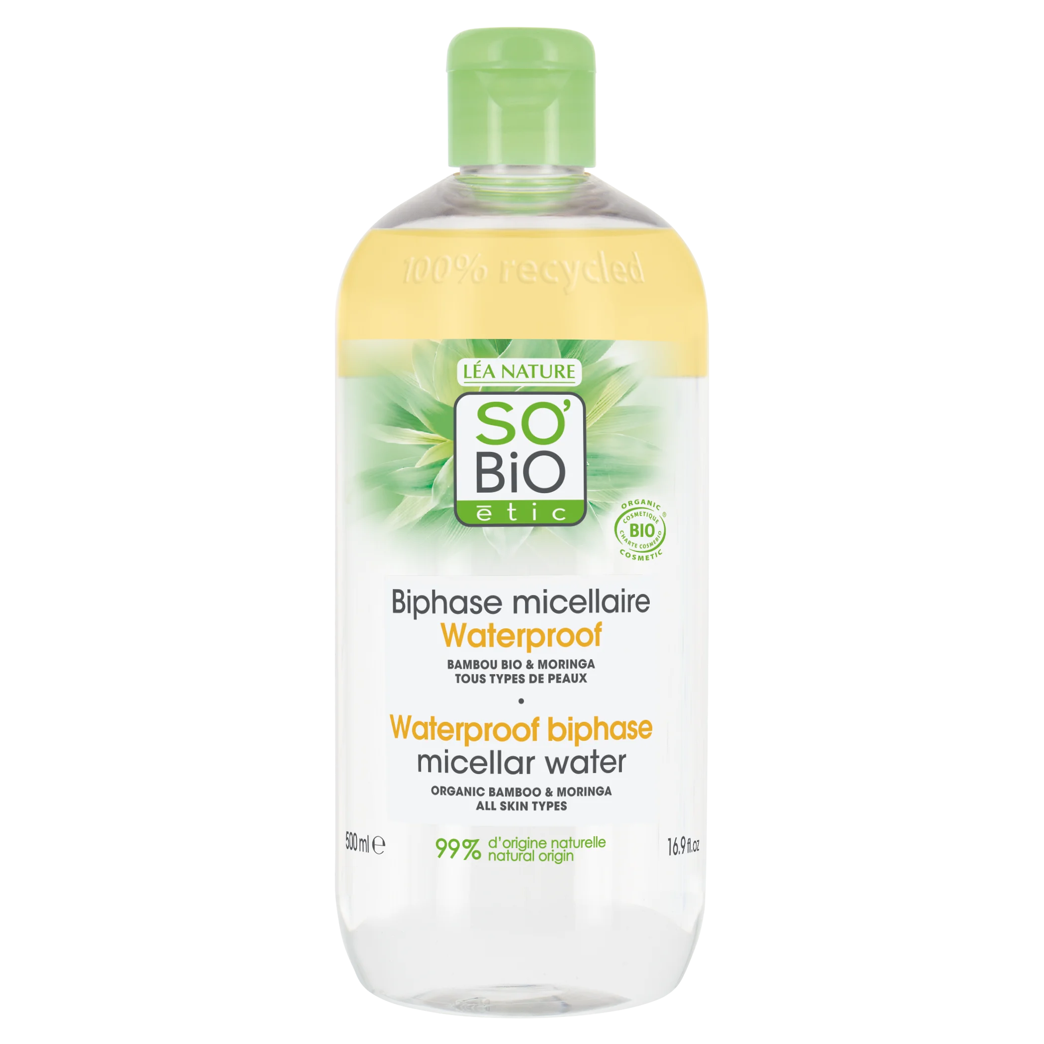 SO’BiO étic Voda micelární dvoufázová - Pur BAMBOO BIO (500 ml) - s organickým bambusem a moringou
