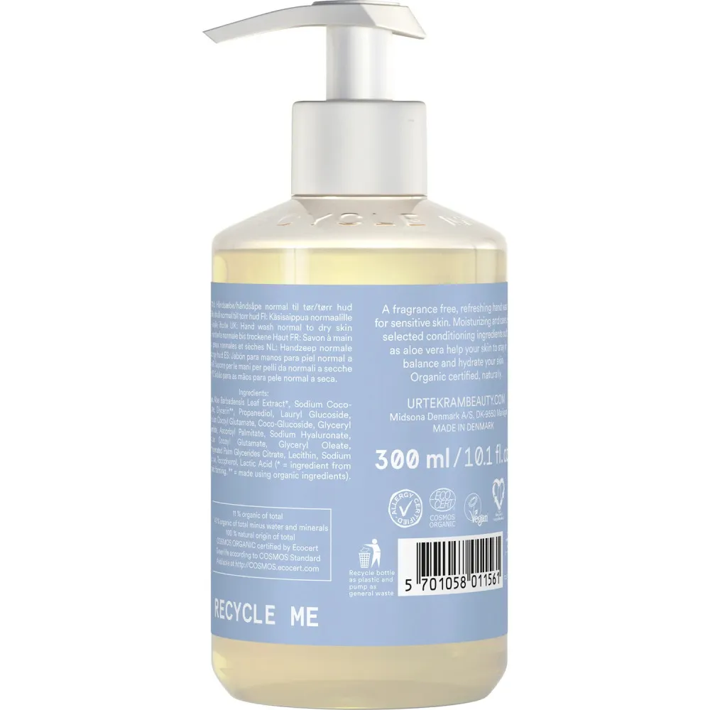Urtekram Tekuté mýdlo na ruce bez parfemace 300ml BIO, VEG
