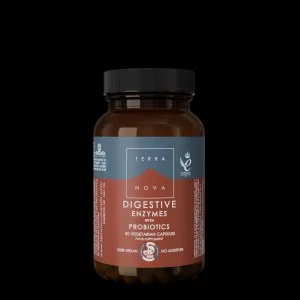 Terranova Health Digestive Enzymes & Probiotics (50 kapslí) - obohaceno o fenykl, zázvor a lopuch