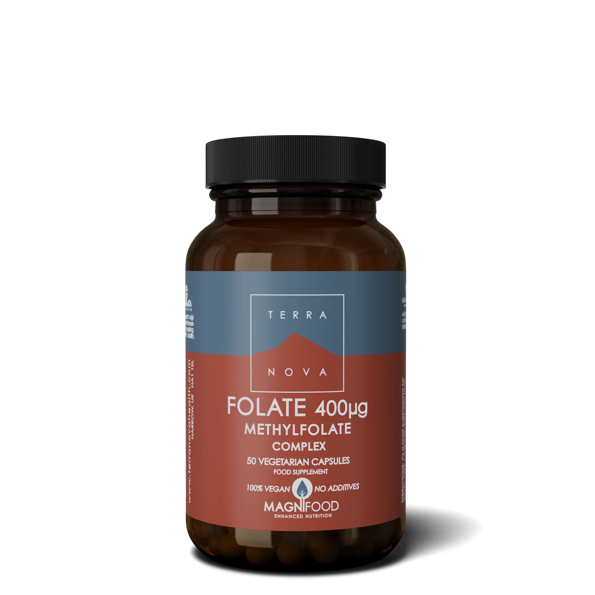 Terranova Health Folate (Methylfolate) 400 ug Complex (50 kapslí) - přírodní forma kyseliny listové