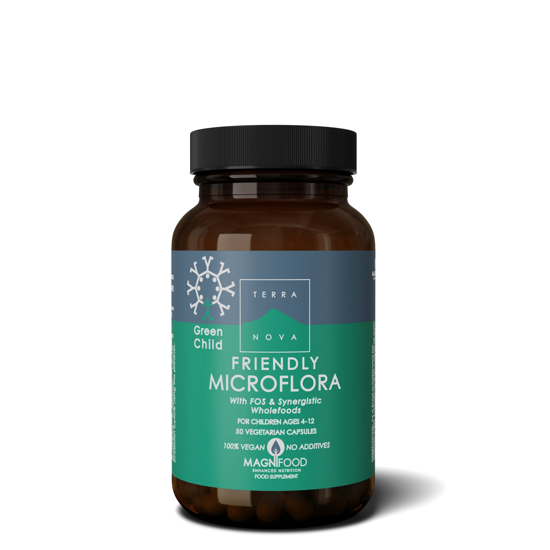 Terranova Health Green Child Friendly Microflora (50 kapslí) - vhodný pro děti od 4 do 12 let