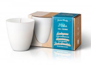 Sada - 1x svíčka (130 g) + 2x náplň - jasmínový zázrak - doma si vyrobíte dvě další svíčky