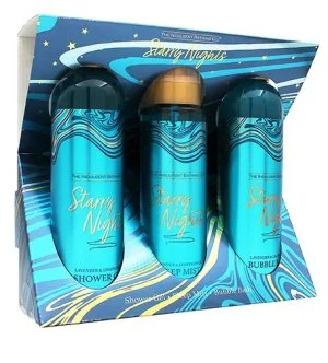 The Indulgent Bathing Co. Starry Nights dárková sada sprchový gel 240 ml + pěna do koupele 240 ml + spánková mlha