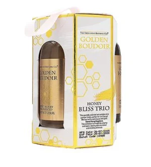 The Indulgent Bathing Co. Golden Boudoir dárková sada sprchový gel 60 ml + pěna do koupele 60 ml + tělové mléko