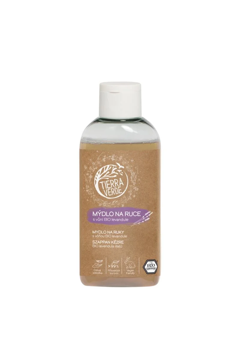 Tierra Verde Tekuté mýdlo na ruce - BIO Levandule 100 ml - s českým bio jitrocelem