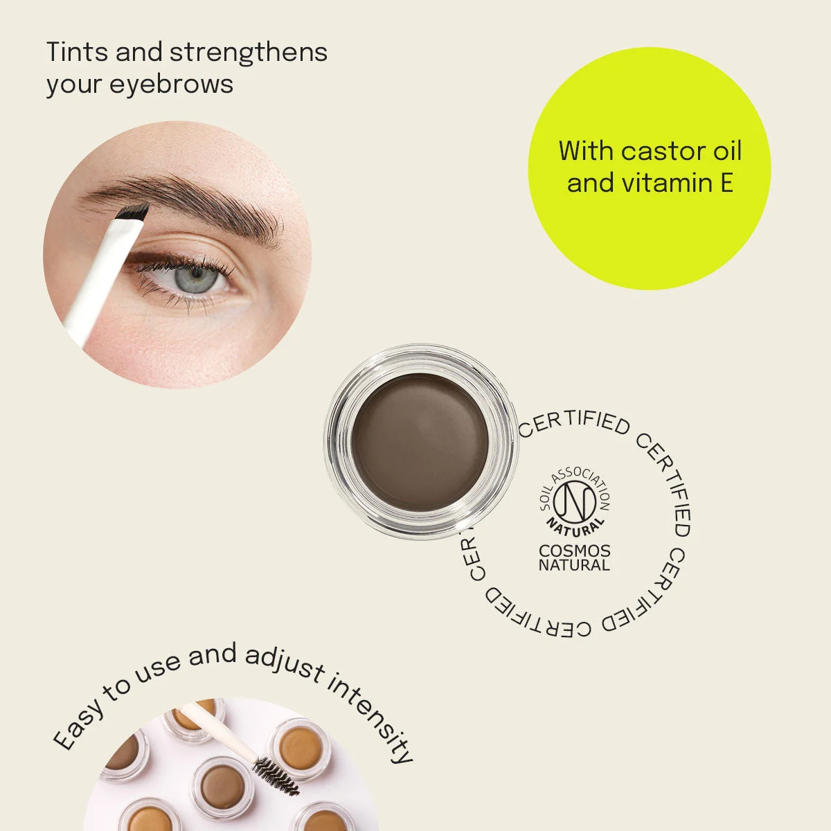Uoga Uoga Krémová pomáda na obočí (2,5 ml) 792 Forest Path - Dark Brown - 3 odstíny pro opticky hustější obočí