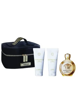 Versace Eros Pour Femme dárková sada + tělové mléko 100 ml + sprchový gel 100 ml + kosmetická taštička parfémovaná voda pro ženy