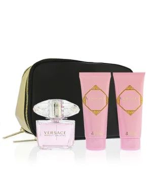 Versace Bright Crystal dárková sada pro ženy toaletní voda 90 ml + tělové mléko 100 ml + sprchový gel 100 ml + kosmetická taška