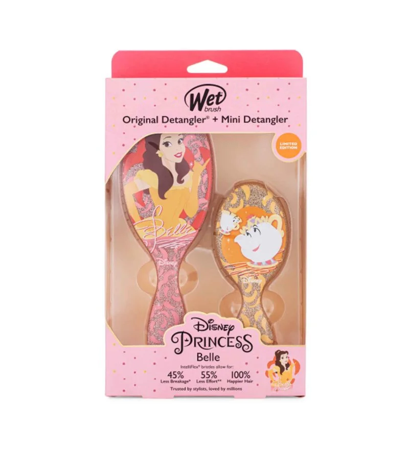 Disney Princess Belle Kit dárková sada kartáč na vlasy Original Detangler + kartáč na vasy Mini Detangler