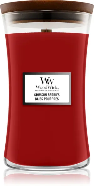 WoodWick Crimson Berries vonná svíčka s dřevěným knotem 275 g