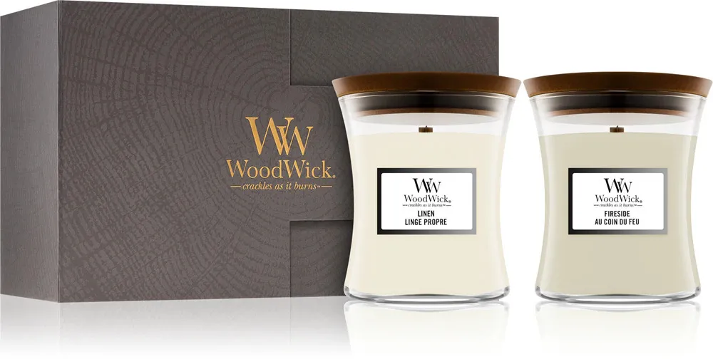 Fireside, Linen dárková sada WoodWick Fireside, Linen dárková sada