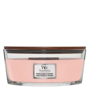 WoodWick Pressed Blooms & Patchouli vonná svíčka s dřevěným knotem 453,6 g