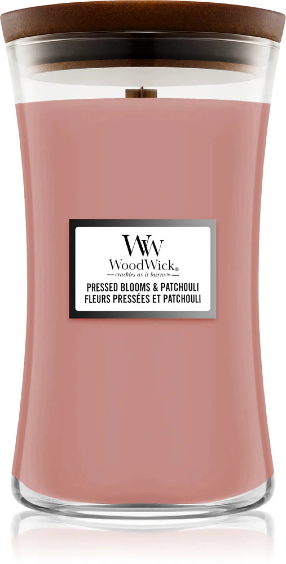 Pressed Blooms & Patchouli vonná svíčka s dřevěným knotem 609,5 g