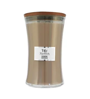 WoodWick Sklo velké/Cashmere vonná svíčka s dřevěným knotem 609,5 g