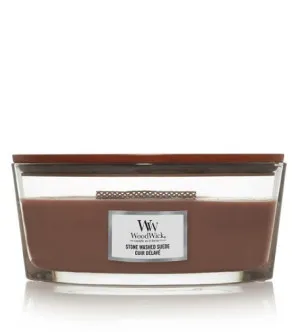 WoodWick Stone Washed Suede vonná svíčka s dřevěným knotem 453,6 g