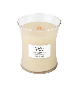 WoodWick Vanilla Bean vonná svíčka s dřevěným knotem 275 g
